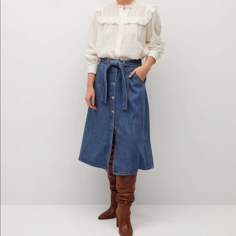Violeta by Mango-Flared denim skirt, plus sz 18